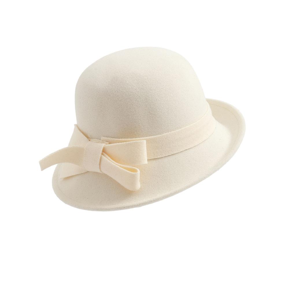 Vintage Style Vintage Cloche Fedora Cap with Bow Decoration Female Bowler Hat  Female Fashion