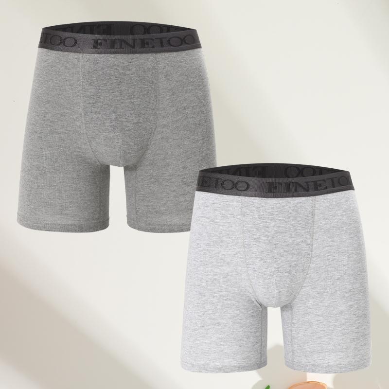

FINETOO 2pcs Cotton Long Boxers For Man Big Size Sports Fitness Pants Men Workout Tights Running Bottoming Shorts Panties S-XXL S