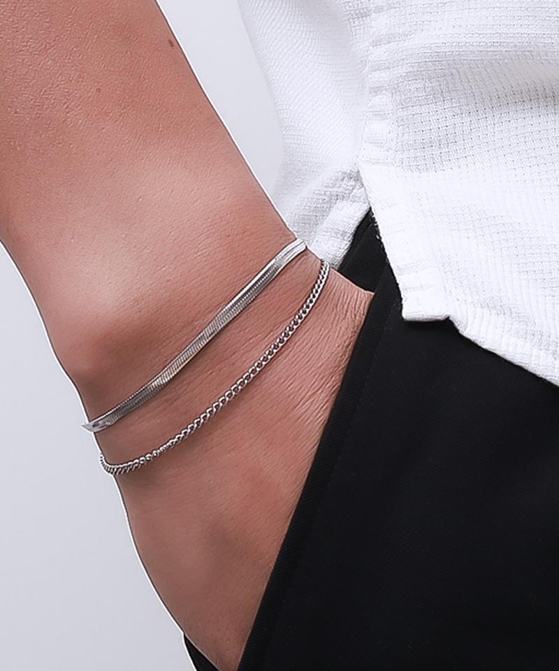 Blancier Fluid Slim Bm261B1283 Layered Snake Chain Men'S Bracelet