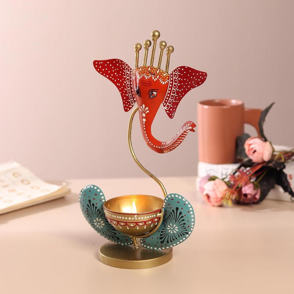 Lord Ganesha Idol Tea Light Holder l Tea Light Holder for Home Decoration, Pooja Room | Corporate Gift Items l Tabletop Gifts for Office Desk