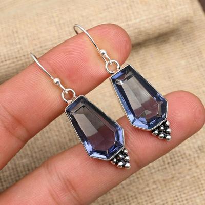 Gorgeous Iolite Gemstone Handmade 925 Sterling Silver Earring Jewelry
