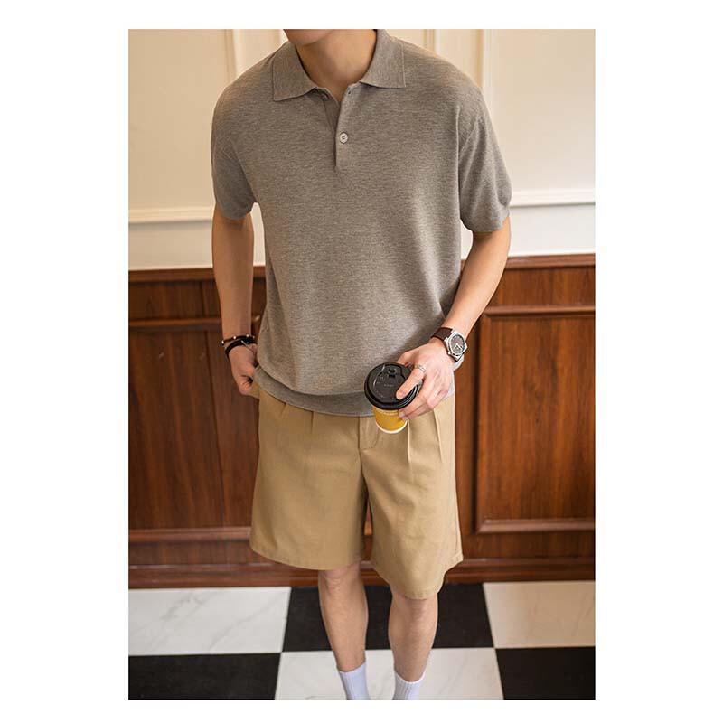 Hengyuanxiang Men's Knit Short Sleeve Polo Shirt