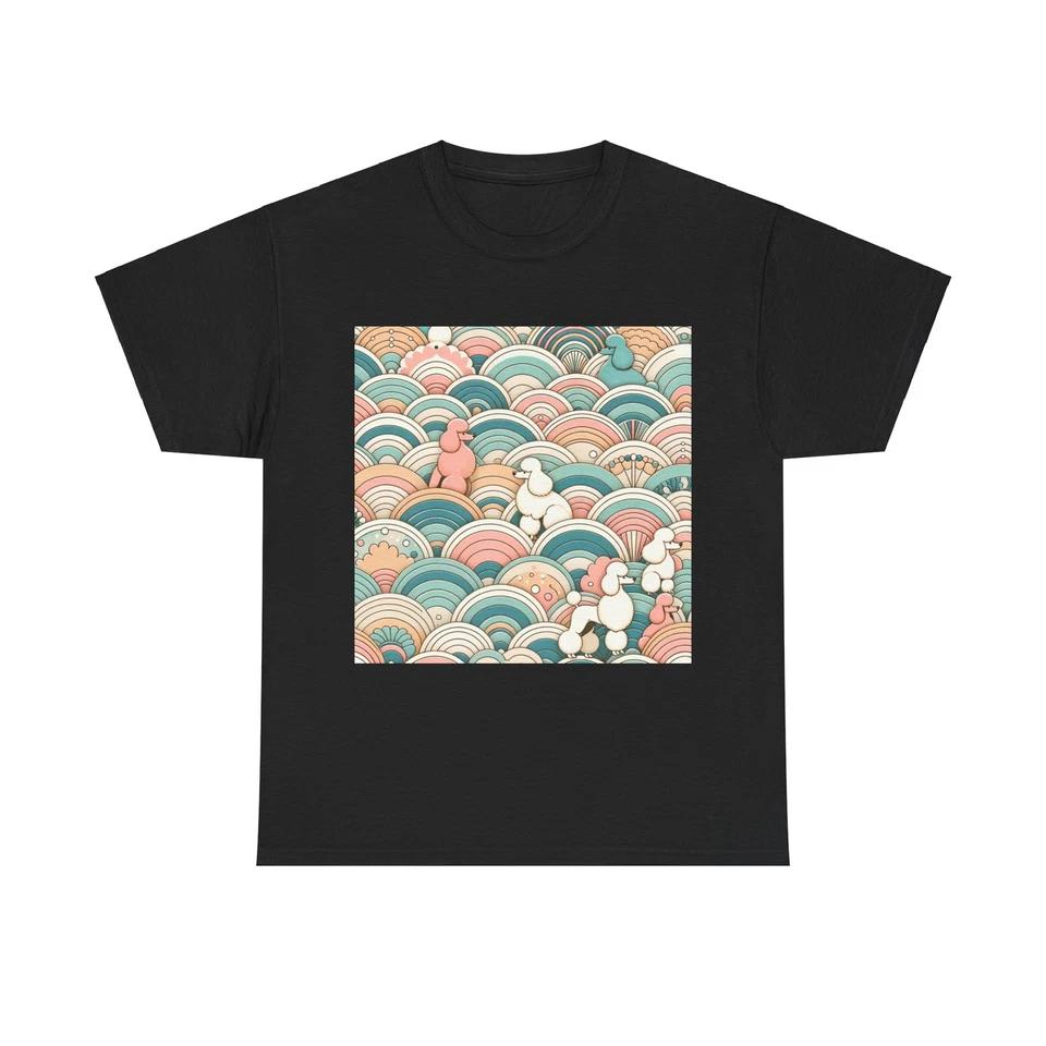 Unisex Adult T Shirt Scallop Pattern Poodle Artwork Pastel Design 2XL