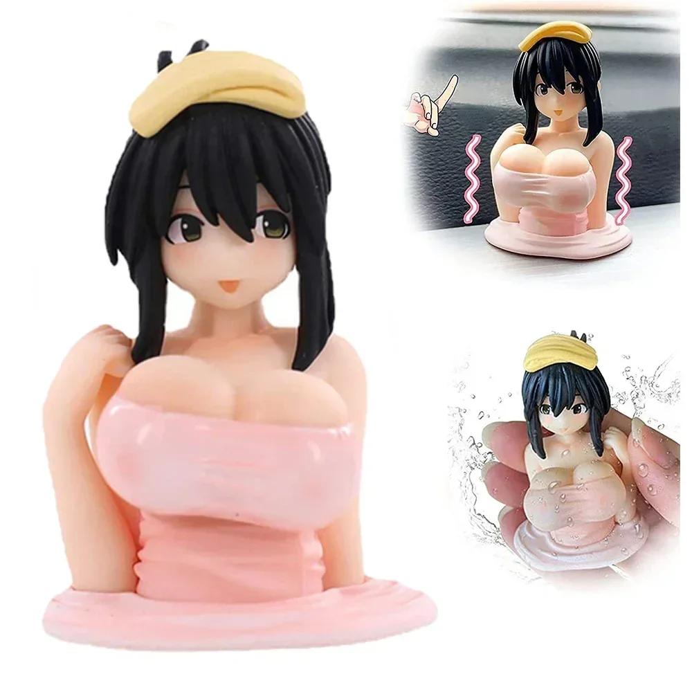 Cute Sexy Chest Shaking Girls Car Ornaments Cartoon Anime Statue Car Dashboard Sexy Doll Figurine Car Decorations