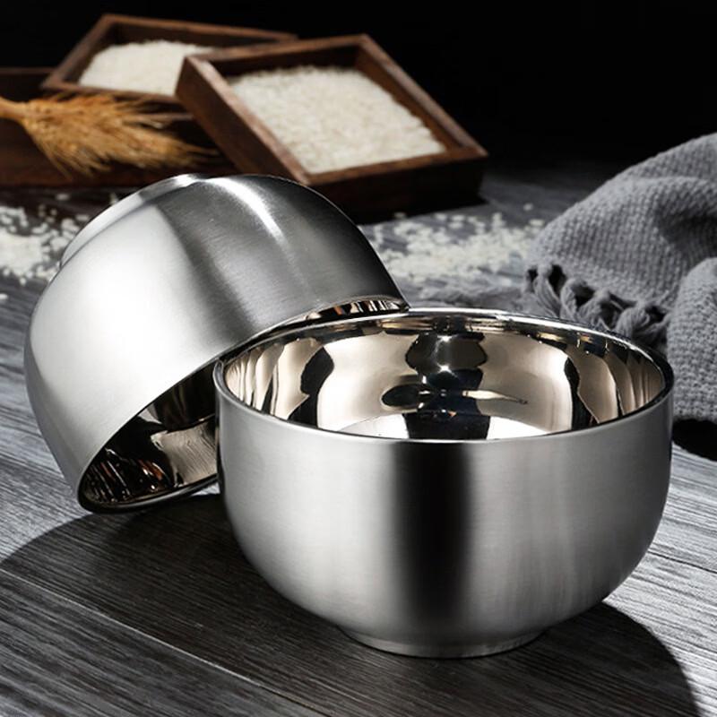 ZISIZ Korean Style Stainless Steel Rice & Soup Bowls 11.5cm (2-Pack)