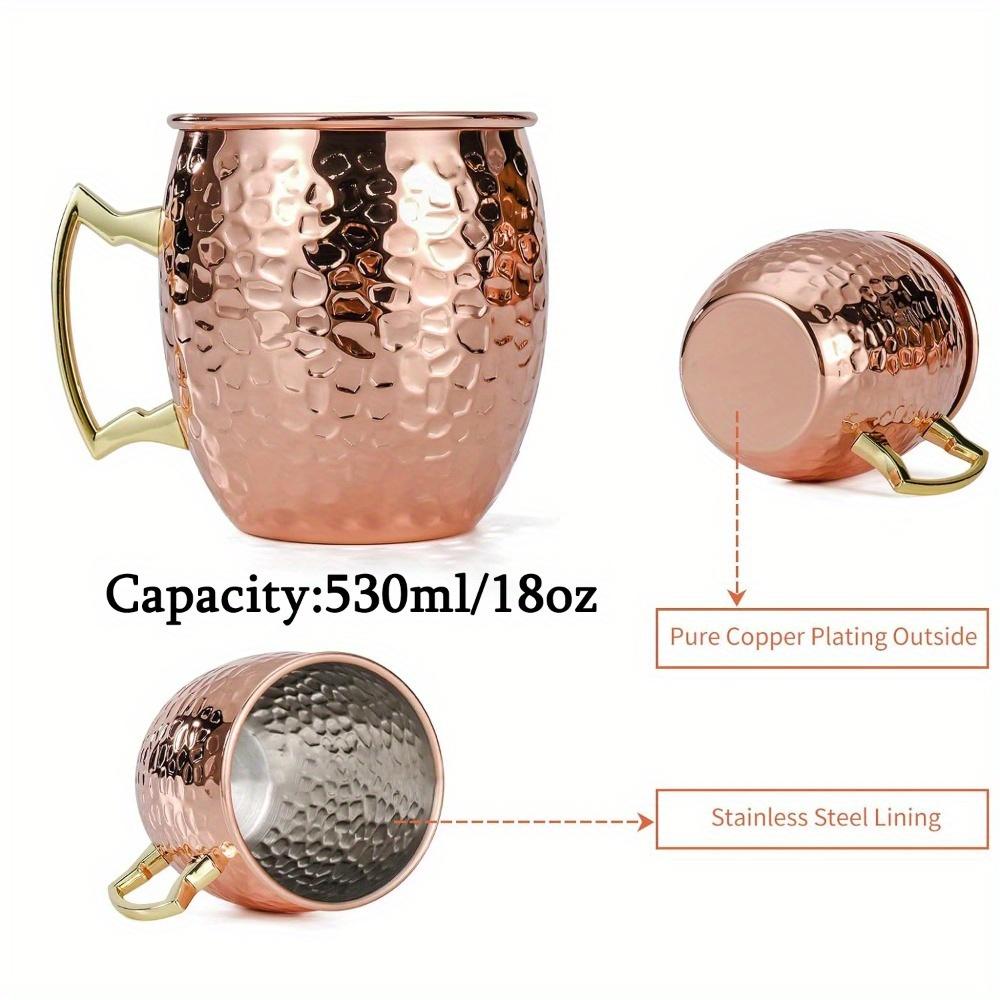 

1 шт. Кружки для Московского мула, кованые медные кружки с подкладкой из нержавеющей стали и ручками из золотой латуни для холодных напитков, пива, вина, баров, вечеринок 1pc