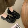 British style small leather shoes 2025 women's muffin bottom spring new versatile platform shoes black Mary Jane loafers