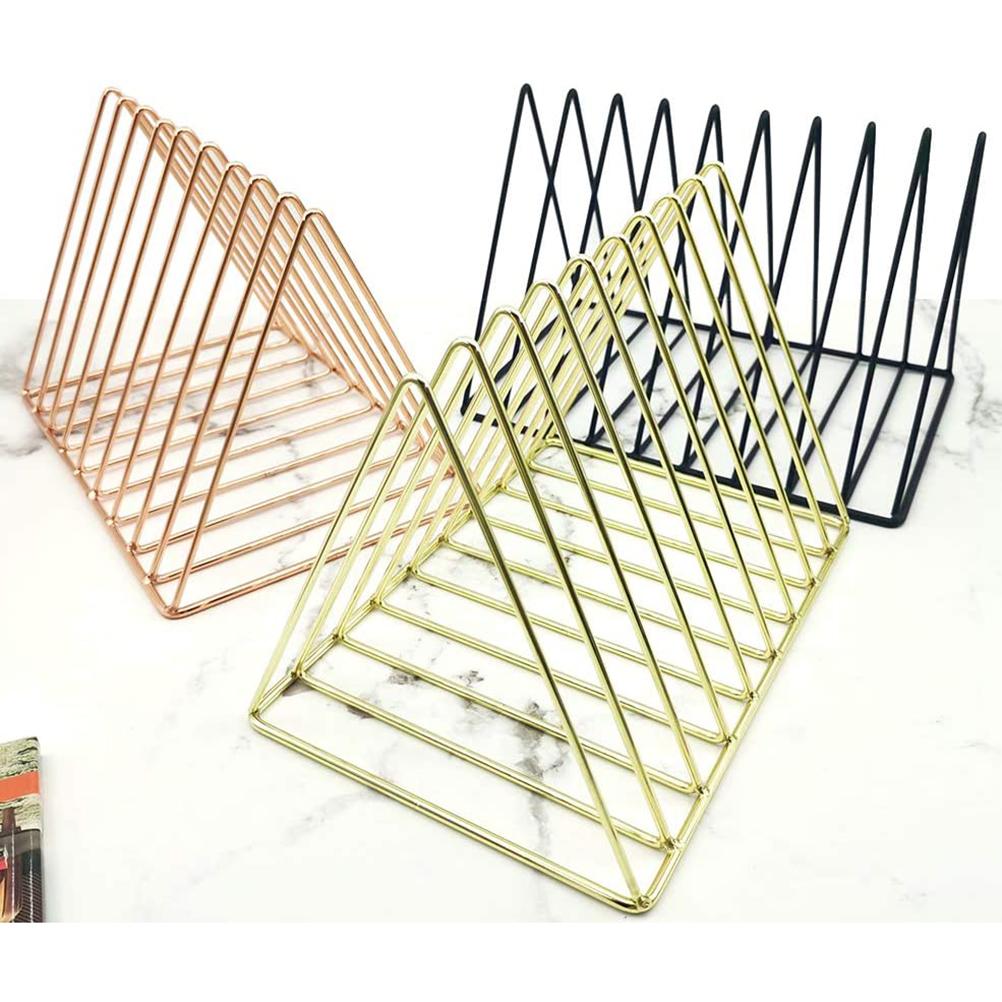 File Holder Organizer Triangle Record Album Holder Magazine Wire Rack Desk Storage Decor for Home