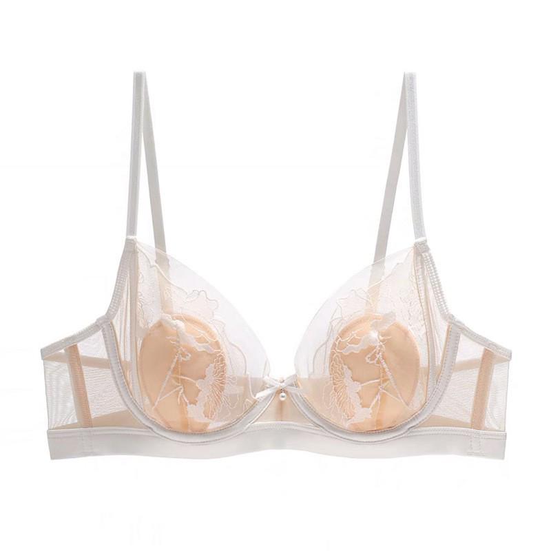 Elegant French Lace Plus Size Rabbit Ear Bra with Mesh Embroidery
