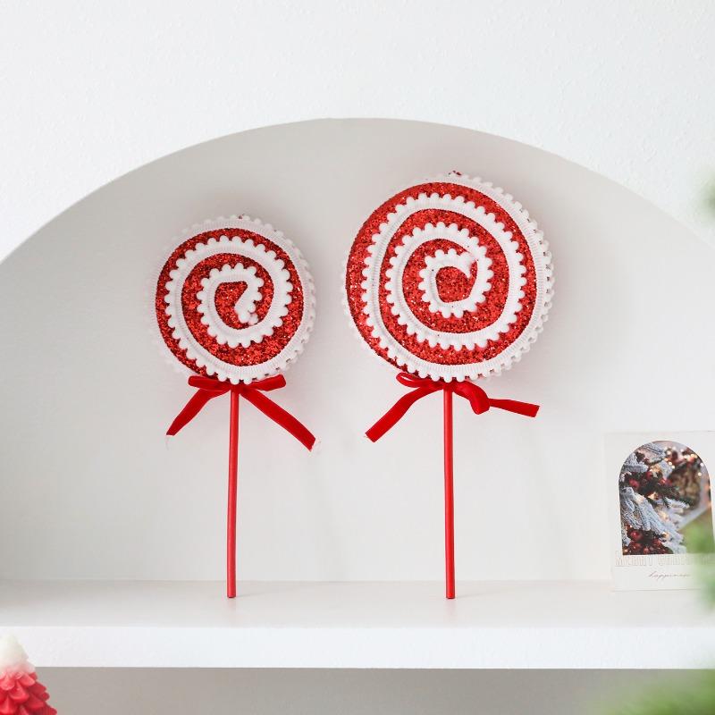 1Pieces Christmas Tree Picks Candy and Lollipop Pick Striped Xmas Decorations Candy Tree Topper for Xmas Craft Party Decor