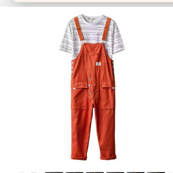 Overalls, One-piece Pants, Multi-pocket Couple Suspenders, Straight-leg Overalls, Men's Loose Work Pants, Youth