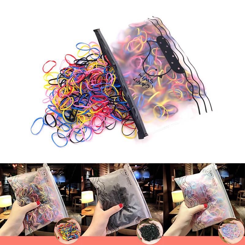 500Pcs Baby Kids Hair Accessories Disposable Rubber Band Hair Ties Womens Girls