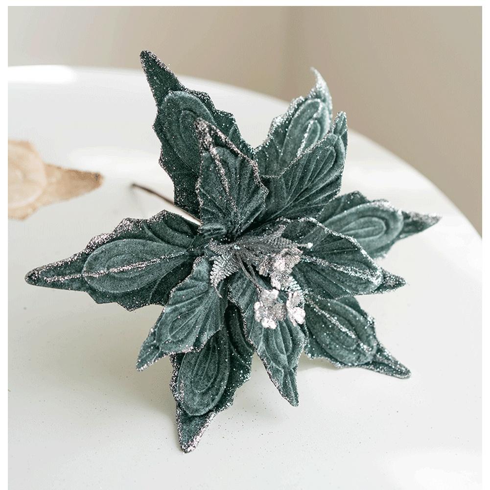 28cm Artificial Christmas Flowers with Velvet Texture Multiple Color Decorative Floral for Holiday Tree and Wreath