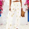 Women Plus Size Black Gold Green Swirl Printed Wide Leg Full Length Loose Pants