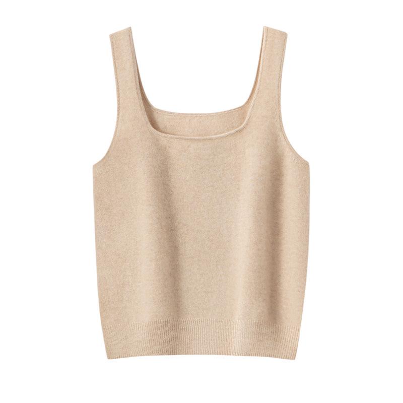 Women's 100% Pure Cashmere Round Neck Knit Camisole Vest