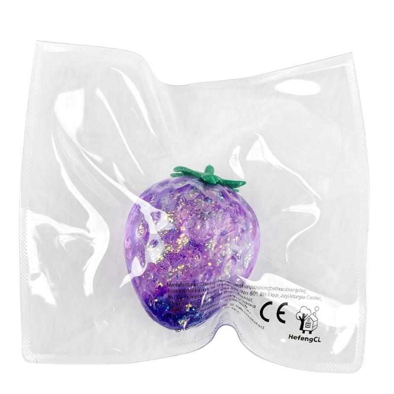 Sprankelend Aardbeien Knijpspeeltje 4 Kleuren Glitters Fidget Speelgoed Stressverlichting Sensorisch Anti-Stress Knijpspeeltje voor Kinderen Volwassenen