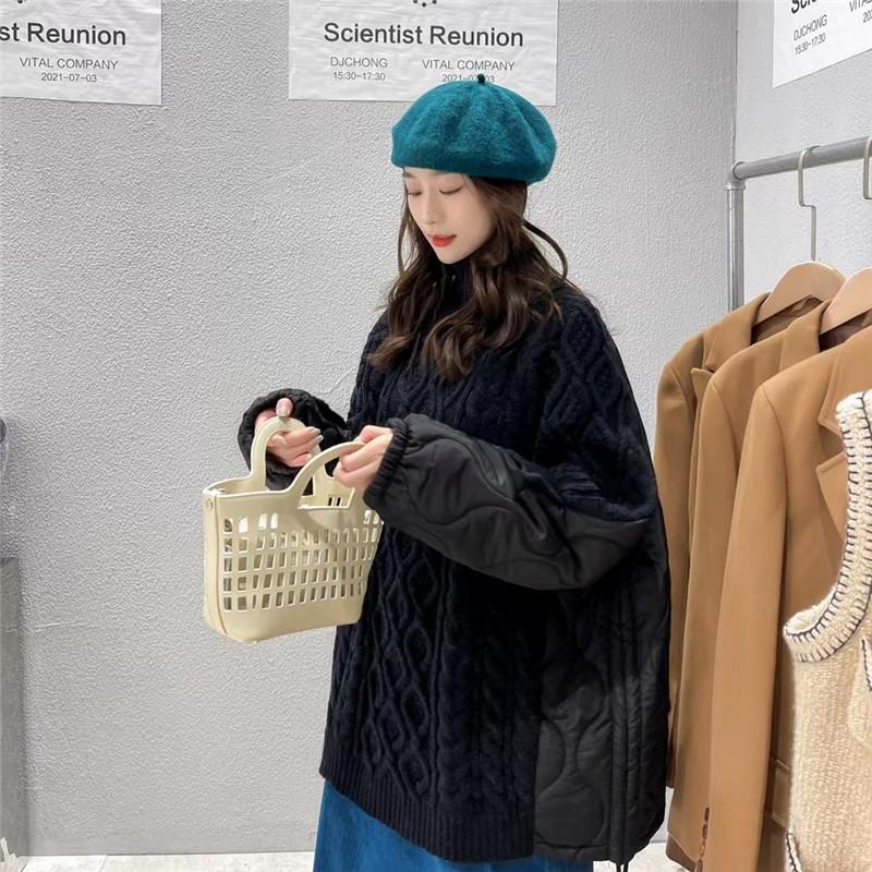 

Осенне-зимний женский свитер больших размеров, свободный, удобный, с подкладкой, утолщенный, теплый, с высоким воротом, верхняя одежда XXS