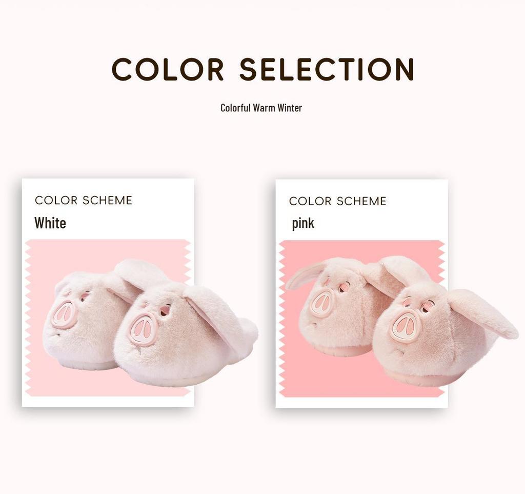 Women's Flying Pig Plush Cotton Slippers - 2025 Winter Edition: Non-slip, Thickened, and Warm.