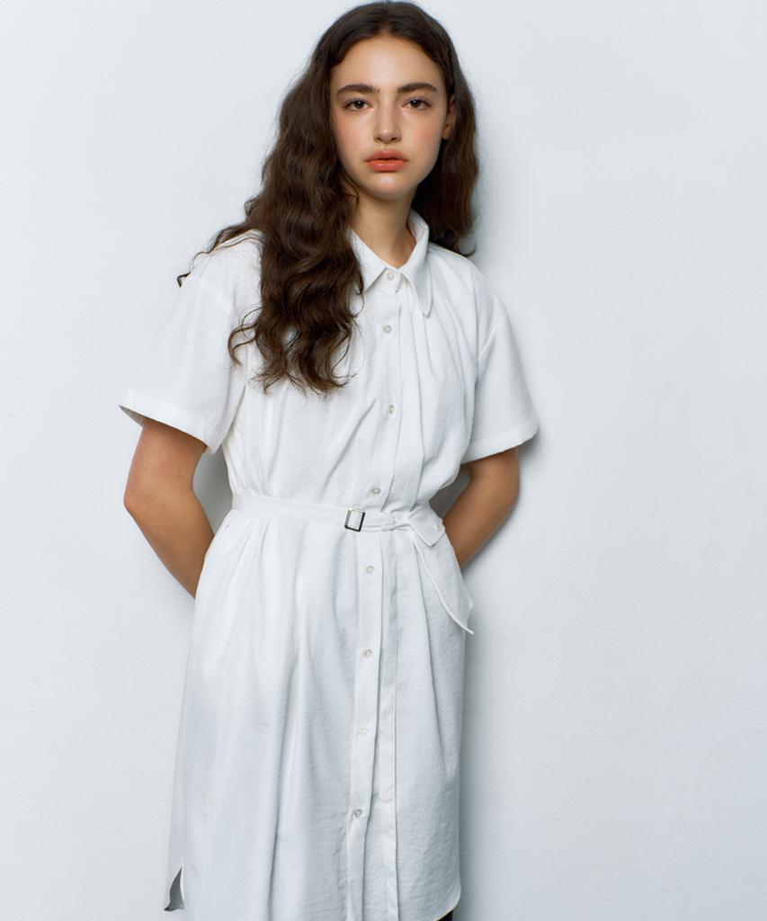 MANAVIS7 Mar Long Shirt Dress [White]