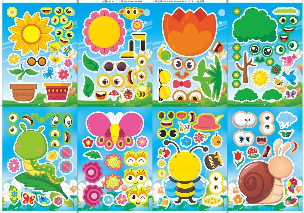 Adorable Childrens Spring Story Cartoon Stickers For Interactive Learning Activities
