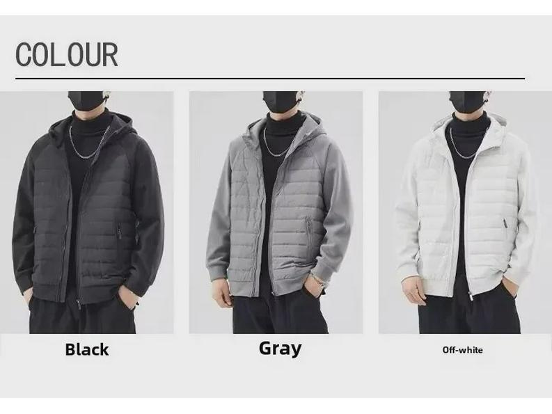 Men's Winter Trendy Hooded Cotton Jacket: Loose Fit, Casual, Solid Color Splicing, Couple Style