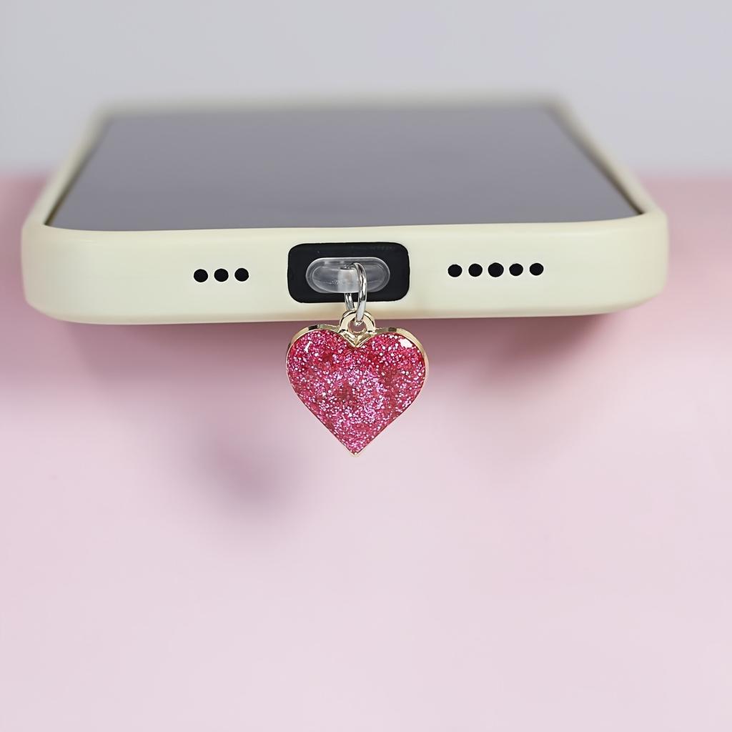 Deep Purple Heart Multi-color Flashing Starry Sky Phone Dustproof Plug Accessory - Valentine's Day Gift, Hanging Decoration