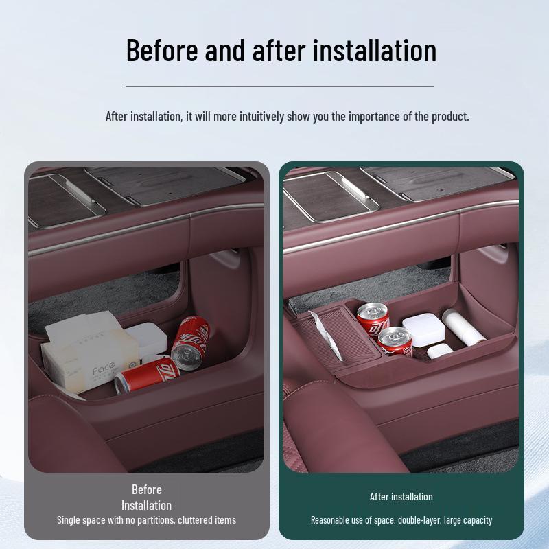 Compatible with 26 Nio ES8 Models: Double-Layer Storage Box Organizer for Center Console Interior Decoration