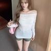 Women's Off Shoulder Long Sleeve Slim Fit Tops Solid Color Blouses Casual Shirts