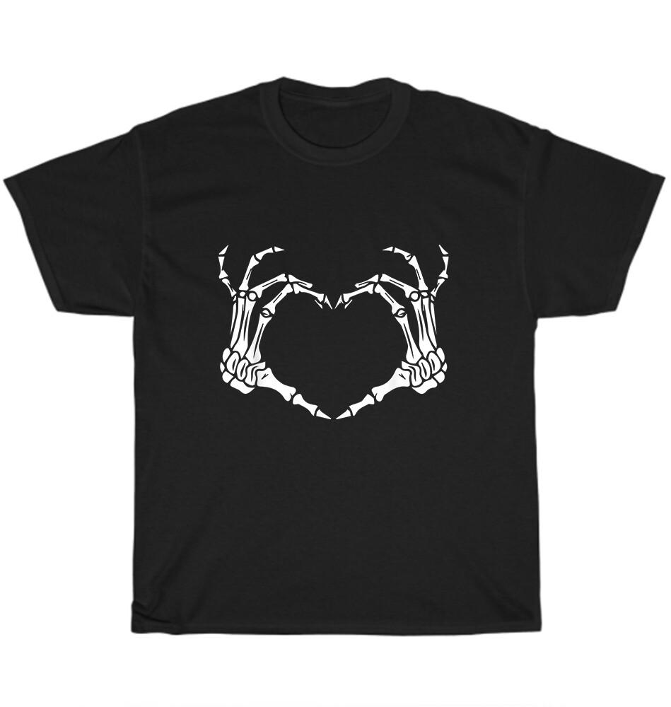 

Рука скелета Знак сердца Кости Череп Фанаты Любовь Скелет Футболка Унисекс Футболка Подарок M