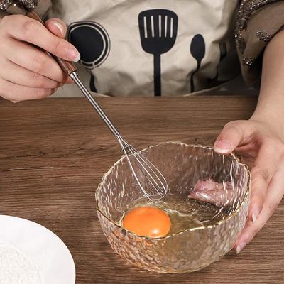 Metlička s rukojetí z masivního dřeva Kuchyňská mini nerezová metlička na vejce Šlehač mléka Metlička drátová na míchání šlehání