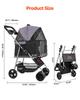 Pet Stroller Foldable 4 Wheels Dog Stroller Detachable Carrier Up To 35lbs