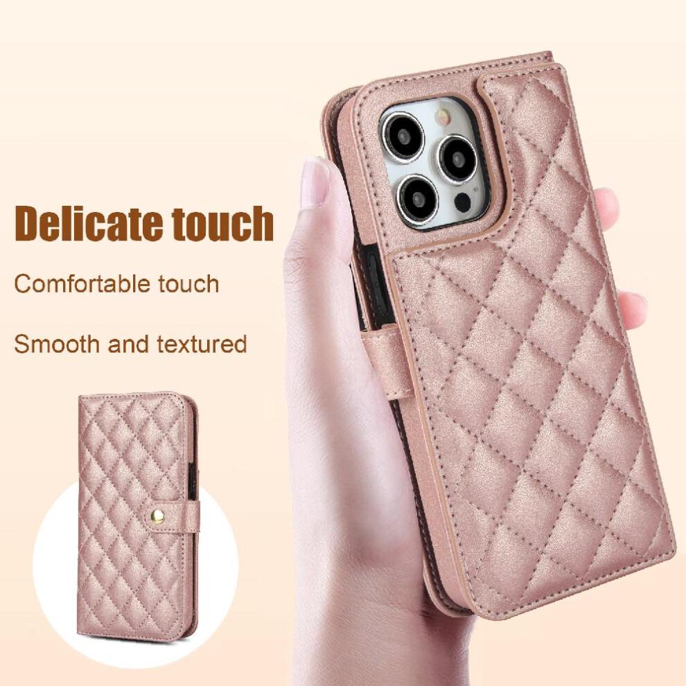 (Pink) Case for iphone 15 Pro Max Premium Protection Crossbody Style with 5 Card Slots Leather Wallet Case Anti Theft Brush Stand Function