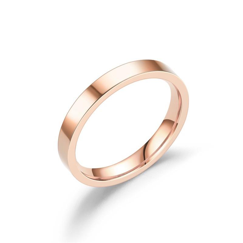 High Quality 2mm 4mm 6mm Simple Ring Fashion Rose Gold Silver Color Stainless Steel Couple Wedding Ring for Men and Women