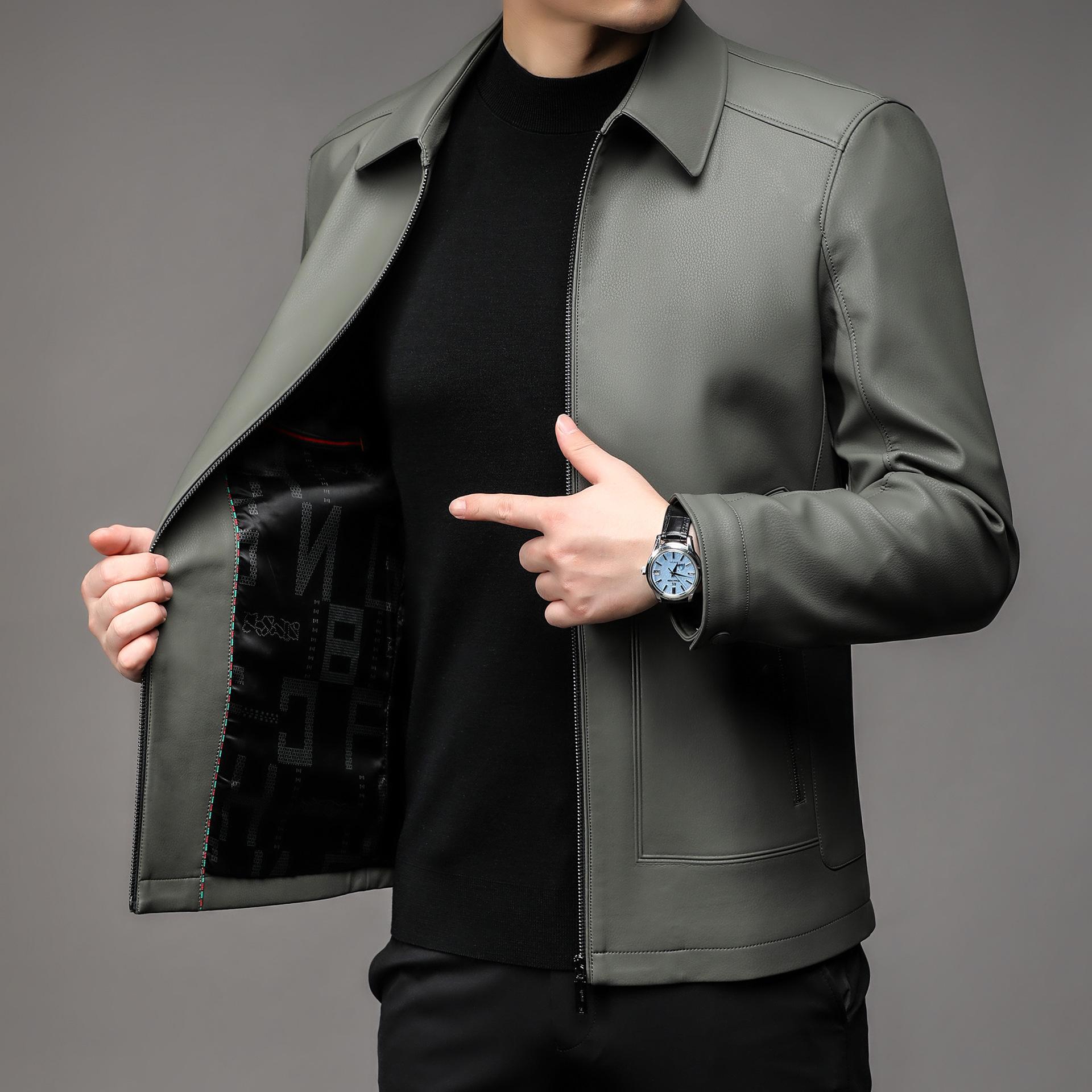 

Осенняя мужская флисовая куртка из овчины с лацканами, кожаная куртка для папы, куртка 4XL