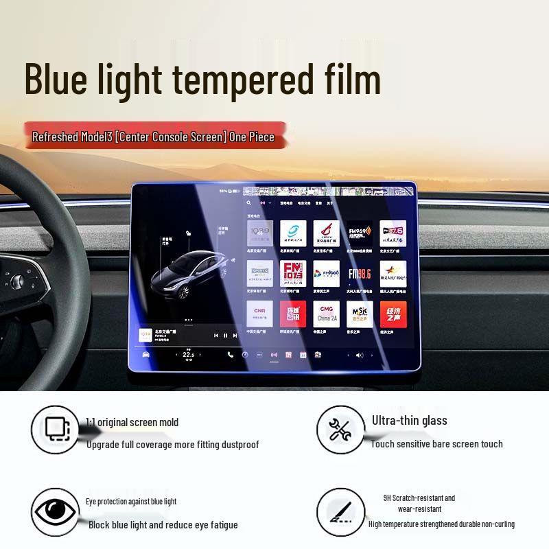 Tesla Model 3/Y Displayschutzfolie - Gehärtetes Glas für das Mittelkonsolen-Display