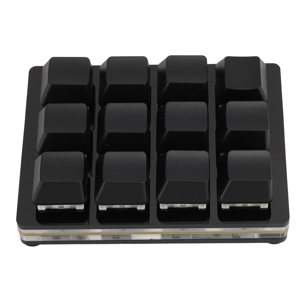 12 Key Mechanical Gaming Keyboard Mini USB Wired RGB Red Switch Programmable Macro Keyboard Black