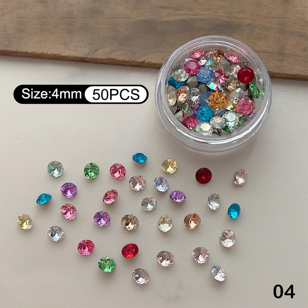50/100 Pcs Shiny  Nail Art  Colorful 3D Pointed Bottom Diamond Nail Charms Gemstones For Diy Decoration