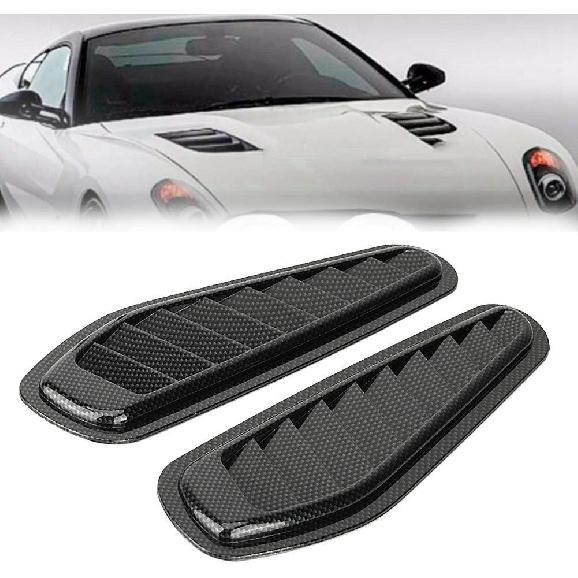 Air Flow Intake Cover, 2pcs Carbon Fiber Style Car Air Flow Intake Decorative Scoop Bonnet Vent Hood Cover Universal Air Flow Vent Cover Hood Scoops
