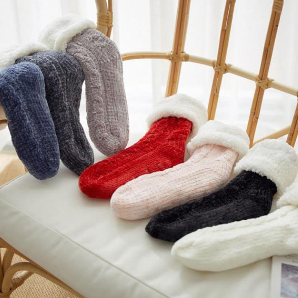 Anti Slip Fleece Floor Socks Velvet Winter Plush Socks Soft Sleeping Socks Women  Men Women