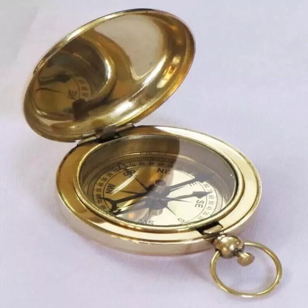 Brass Push Button Navigation Compass – 6.35 cm, Polished Finish, Magnetic