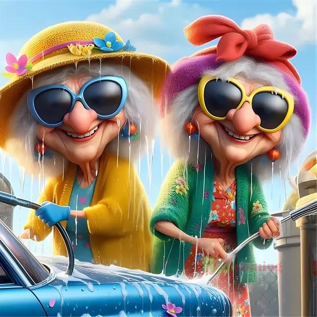 

Забавная пожилая пара 5D DIY Алмазная живопись Портрет Новинка 2024 Полная алмазная вышивка Дерзкая счастливая бабушка Ручная мозаика Домашнее искусство Full Round 25x25CM