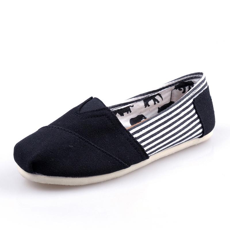 Unisex Solid Color Canvas Slip-On Shoes - Casual Mary Janes