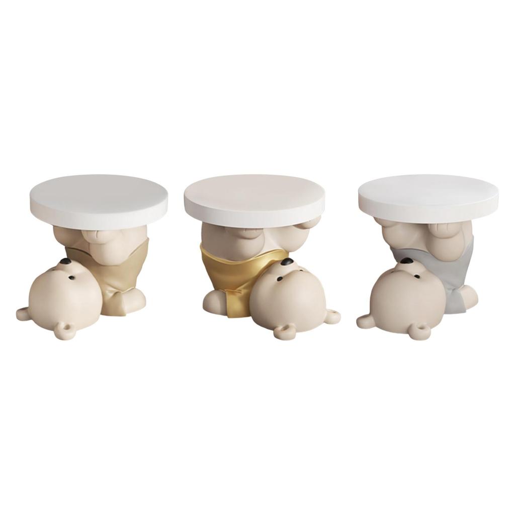 Bear Figurine Side Table, Minimalist End Table for Home Office