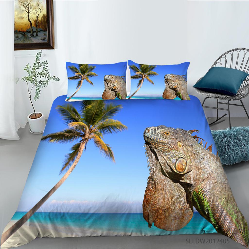 Prairie Lion Digital Printing Quilt Cover Pillowcase Three-Piece Set Polyester