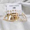 2024 European & American Fashion: Exaggerated Pearl & Crystal Butterfly Stud Earrings - 6 Pairs Set for Women