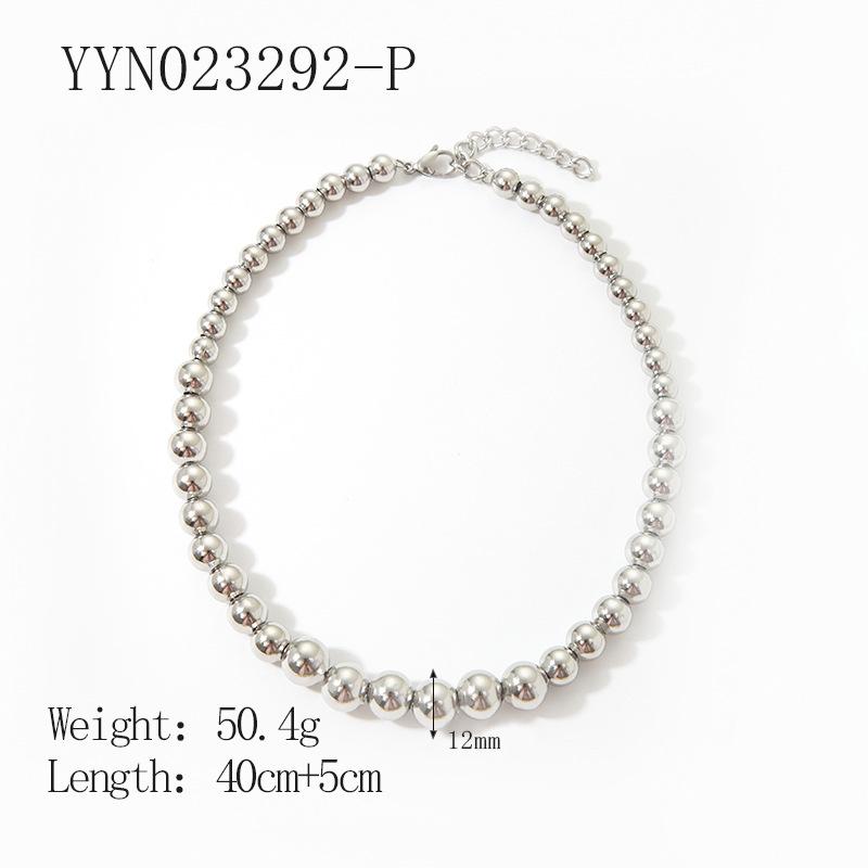 INS Fashion 18K Gold-Plated Stainless Steel Beaded Necklace, No-Fade, High-Grade Titanium Steel Jewelry.