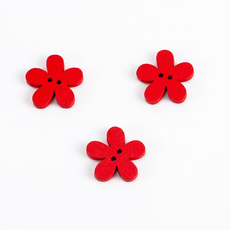 50/100pcs Colorful Flower Wooden Buttons (2 holes button) Sewing Buttons DIY Craft 15mm
