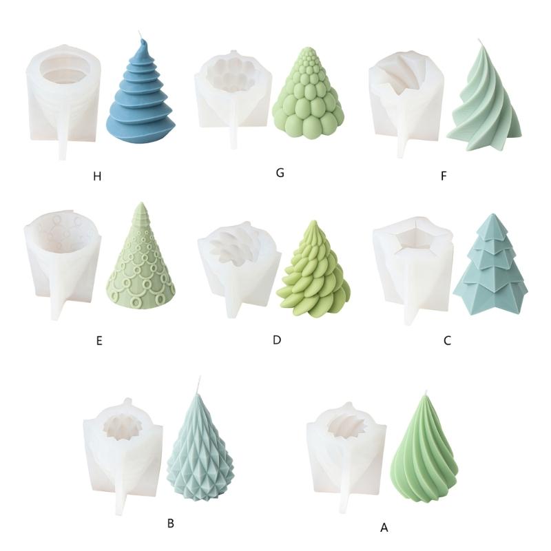 Flexible Silicone Mold Handmade Scented Candle Mould Geometric Christmas Tree Aromatherapys Mold Home Decorations