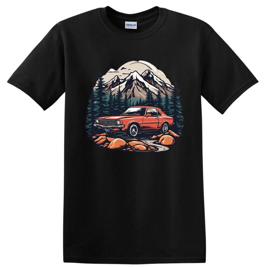 Vintage Car Mountains Adventure T Shirt Retro Classic Tee Nature Scenic Design XXXL