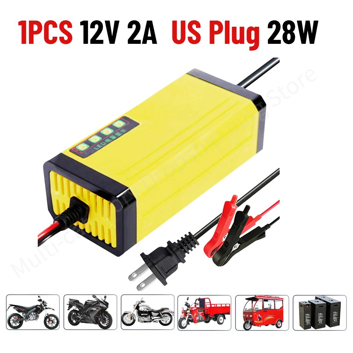 

1-6PCS 12V 2A Car Battery Power Charger with Led Display Intelligent 28W Motorcycle Battery Charger for Automotive Truck Moto